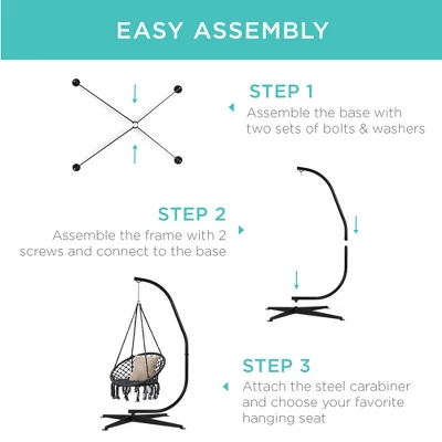 Best Choice Products Metal Hanging Hammock C-Stand For Chair/ Weather-Resistant Finish, Offset Base - Stand Only - Image 5