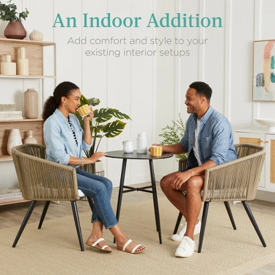 Best Choice Products Set Of 2 Indoor Outdoor Patio Dining Chairs Woven Wicker Seating Set 250lb Capacity - Image 2