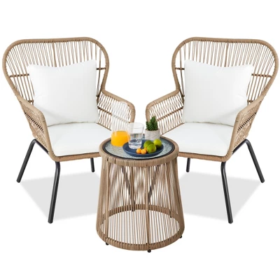 Best Choice Products 3-Piece Patio Conversation Bistro Set, Outdoor Wicker W/ 2 Chairs, Cushions, Side Table - Image 7