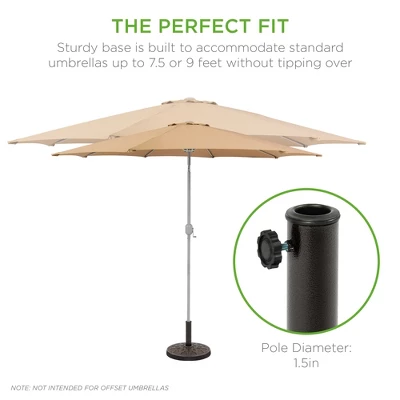 Best Choice Products 18in Round Heavy-Duty Steel Patio Umbrella Base Stand W/ Rust-Resistant Finish - Bronze - Image 3