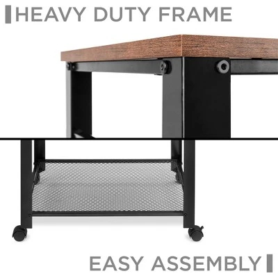 Best Choice Products 3-Tier Microwave Cart Rolling Utility Serving Cart Organizer W/ 2 Storage Shelves, 4 Hooks - Image 4