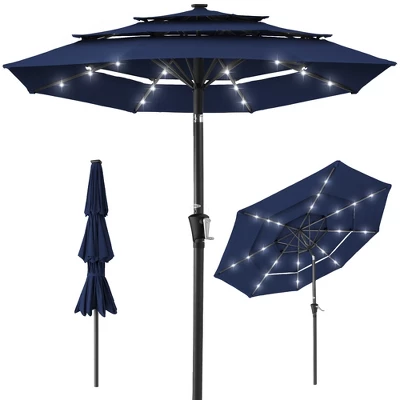 Best Choice Products 10ft 3-Tier Solar Patio Umbrella W/ 24 LED Lights, Tilt Adjustment, Easy Crank - Image 7