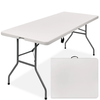 Best Choice Products 6ft Plastic Folding Table, Indoor Outdoor Heavy Duty Portable W/ Handle, Lock For Picnic - Image 7