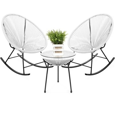 Best Choice Products 3-Piece All-Weather Patio Woven Rope Acapulco-Style Bistro Furniture Set W/ Rocking Chairs, Table - Image 10