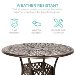 Best Choice Products 5-Piece All-Weather Cast Aluminum Patio Dining Set W/ Chairs, Umbrella Hole, Lattice Weave Design