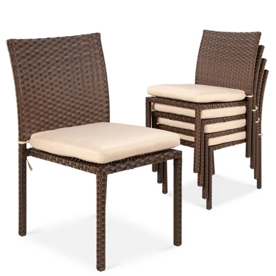 Best Choice Products Set Of 4 Stackable Outdoor Patio Wicker Chairs W/ Cushions, UV-Resistant Finish - Image 6