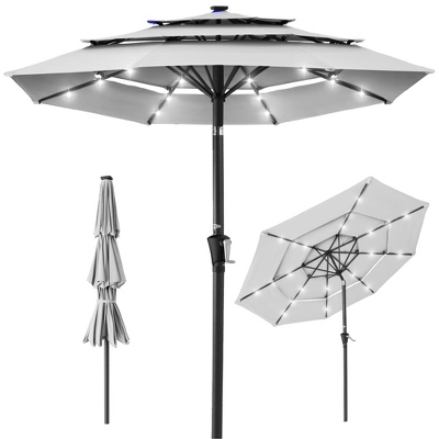 Best Choice Products 10ft 3-Tier Solar Patio Umbrella W/ 24 LED Lights, Tilt Adjustment, Easy Crank - Image 11