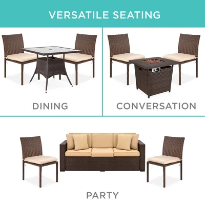 Best Choice Products Set Of 4 Stackable Outdoor Patio Wicker Chairs W/ Cushions, UV-Resistant Finish - Image 2