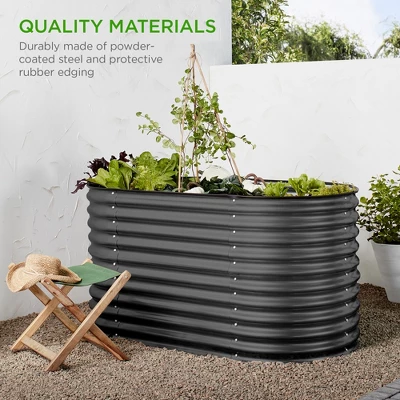 Best Choice Products 63in Oval Metal Raised Garden Bed, Customizable Outdoor Planter For Gardening, Plants - Image 5