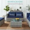 Best Choice Products 2-Person Outdoor Patio Loveseat Wicker Sofa Couch Furniture Set W/ 2 Accent Pillows - Gray/Navy