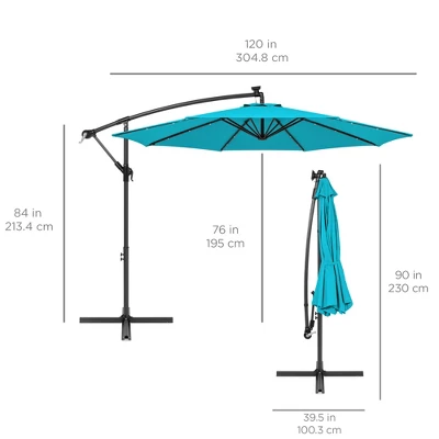 Best Choice Products 10ft Solar LED Offset Hanging Outdoor Market Patio Umbrella W/ Easy Tilt Adjustment - Image 6