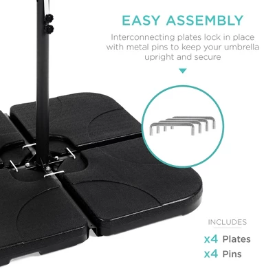 Best Choice Products 4-Piece Cantilever Offset Patio Umbrella Stand Square Base Plate Set W/ Easy-Fill Spouts - Image 3