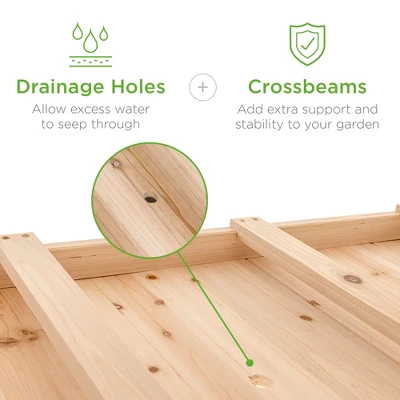 Best Choice Products Raised Garden Bed 48x23x32in Wood Mobile Elevated Planter W/ Wheel Locks, Shelf, Liner - Image 4