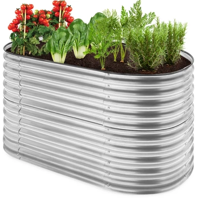 Best Choice Products 63in Oval Metal Raised Garden Bed, Customizable Outdoor Planter For Gardening, Plants - Image 8