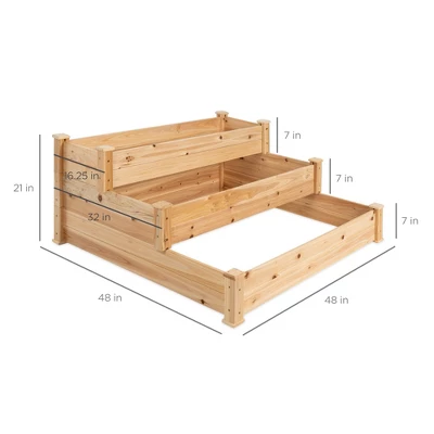Best Choice Products 3-Tier Fir Wood Raised Garden Bed Planter For Plants, Vegetables, Outdoor Gardening - Image 6