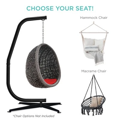 Best Choice Products Metal Hanging Hammock C-Stand For Chair/ Weather-Resistant Finish, Offset Base - Stand Only - Image 4