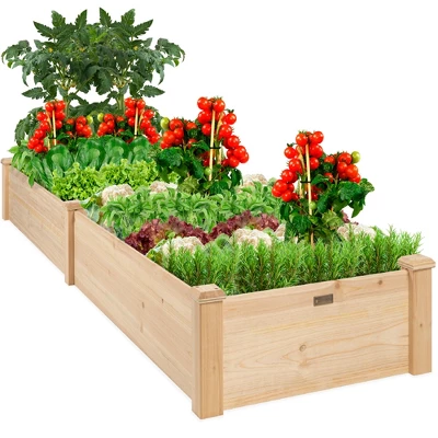 Best Choice Products 8x2ft Outdoor Wooden Raised Garden Bed Planter For Grass, Lawn, Yard - Image 7