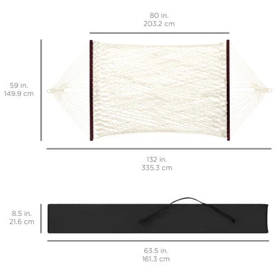 Best Choice Products 2-Person Woven Cotton Rope Double Hammock For Backyard W/ Spreader Bars, Carrying Case - Image 6