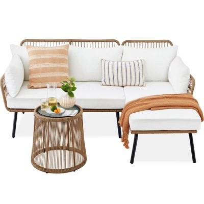 Best Choice Products Outdoor Woven Rope Sectional Patio Furniture, L-Shaped Conversation Set W/ Table - Image 7