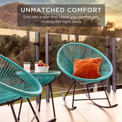 Best Choice Products 3-Piece All-Weather Patio Woven Rope Acapulco-Style Bistro Furniture Set W/ Rocking Chairs, Table - Image 2