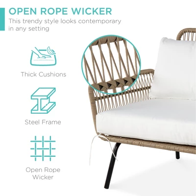 Best Choice Products Outdoor Woven Rope Sectional Patio Furniture, L-Shaped Conversation Set W/ Table - Image 2