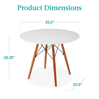 Best Choice Products 35.5in Round Compact Mid-Century Modern Dining Table W/ Beech Wood Legs, Metal Frame - Image 6