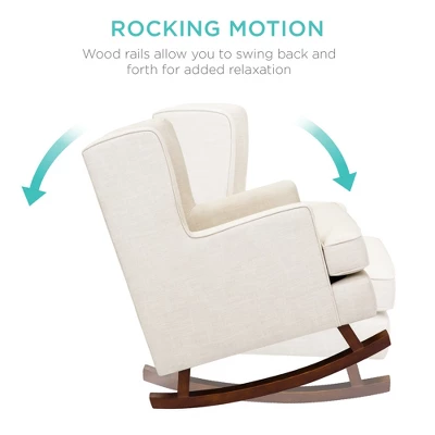 Best Choice Products Rocking Accent Chair, Tufted Upholstered Wingback For Home, Nursery W/ Wood Frame