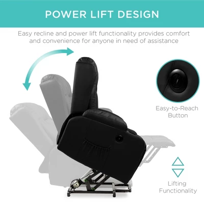 Best Choice Products Electric Power Lift Recliner Massage Chair Furniture W/ USB Port, Heat, Cupholders - Image 2