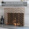 Best Choice Products 52x31in 3-Panel Iron Chevron Fireplace Screen, Spark Guard W/ Handles