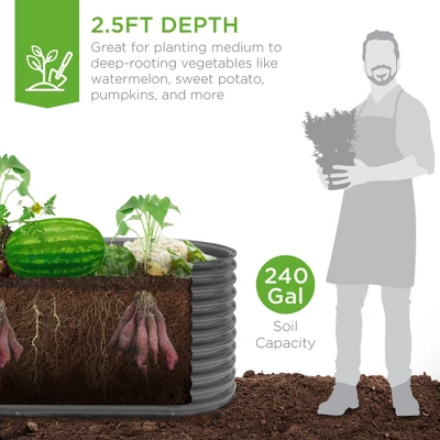 Best Choice Products 63in Oval Metal Raised Garden Bed, Customizable Outdoor Planter For Gardening, Plants - Image 2