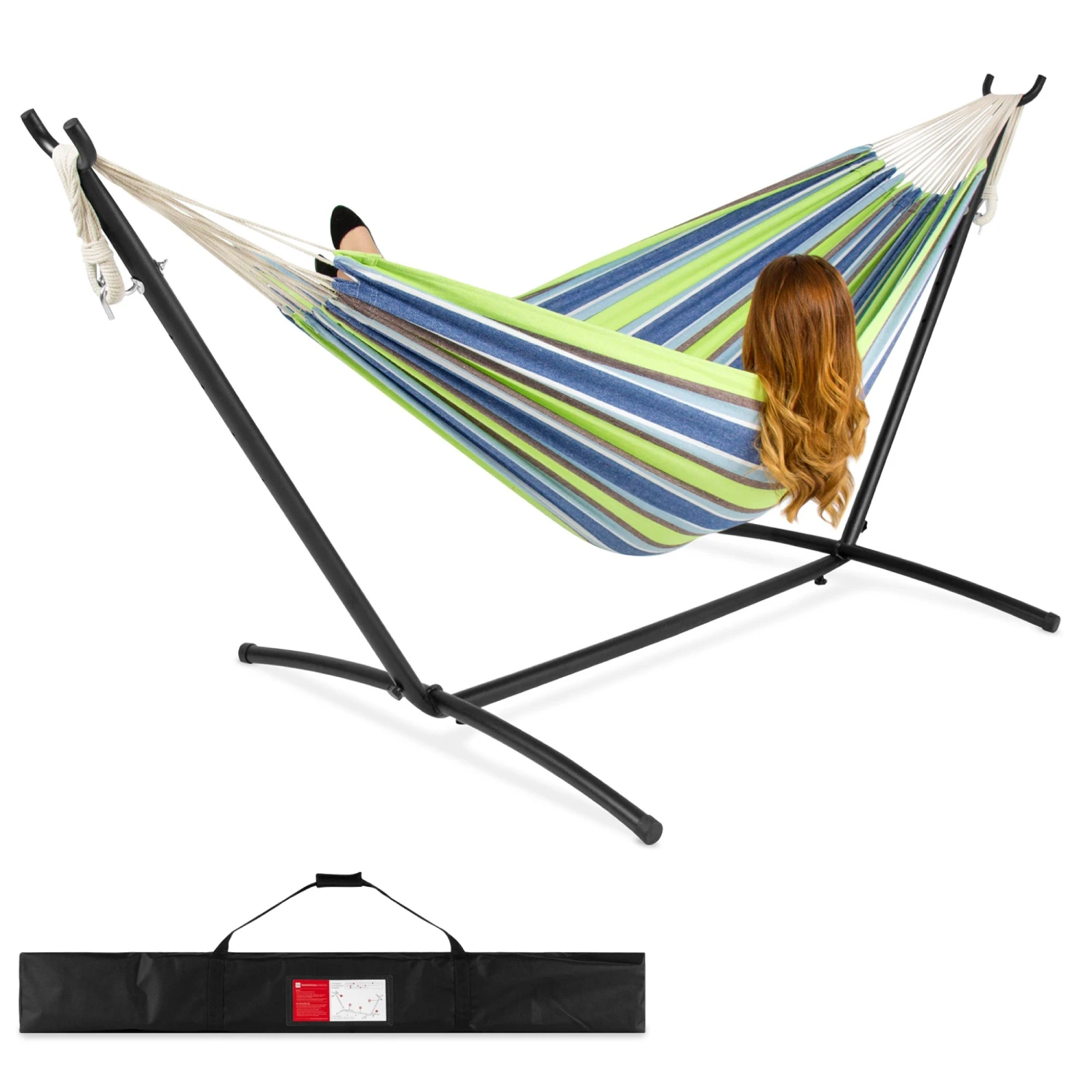 Best Choice Products 2-Person Brazilian-Style Double Hammock W/ Carrying Bag And Steel Stand - Image 13