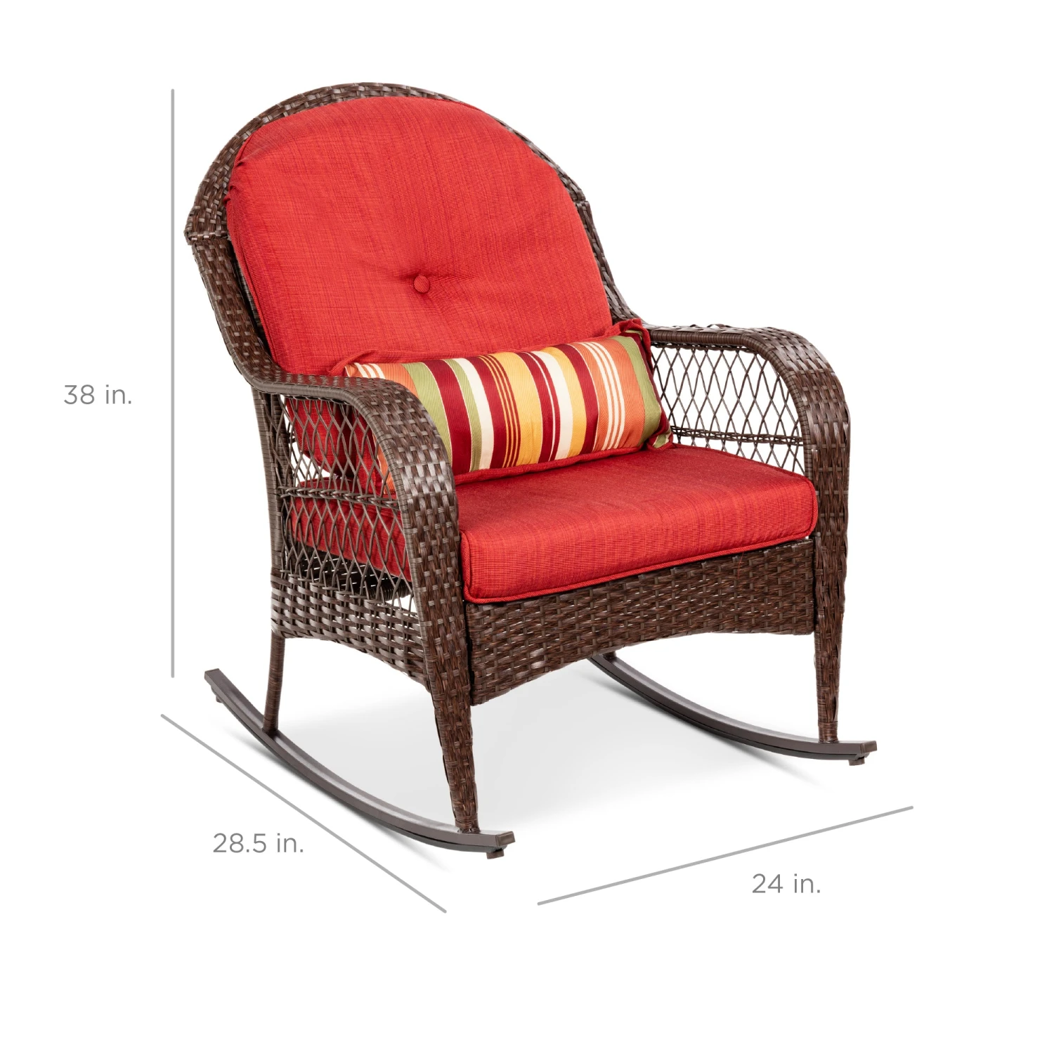 Best Choice Products Wicker Rocking Chair W/ Steel Frame, Decorative Pillow, Cushions - Image 7