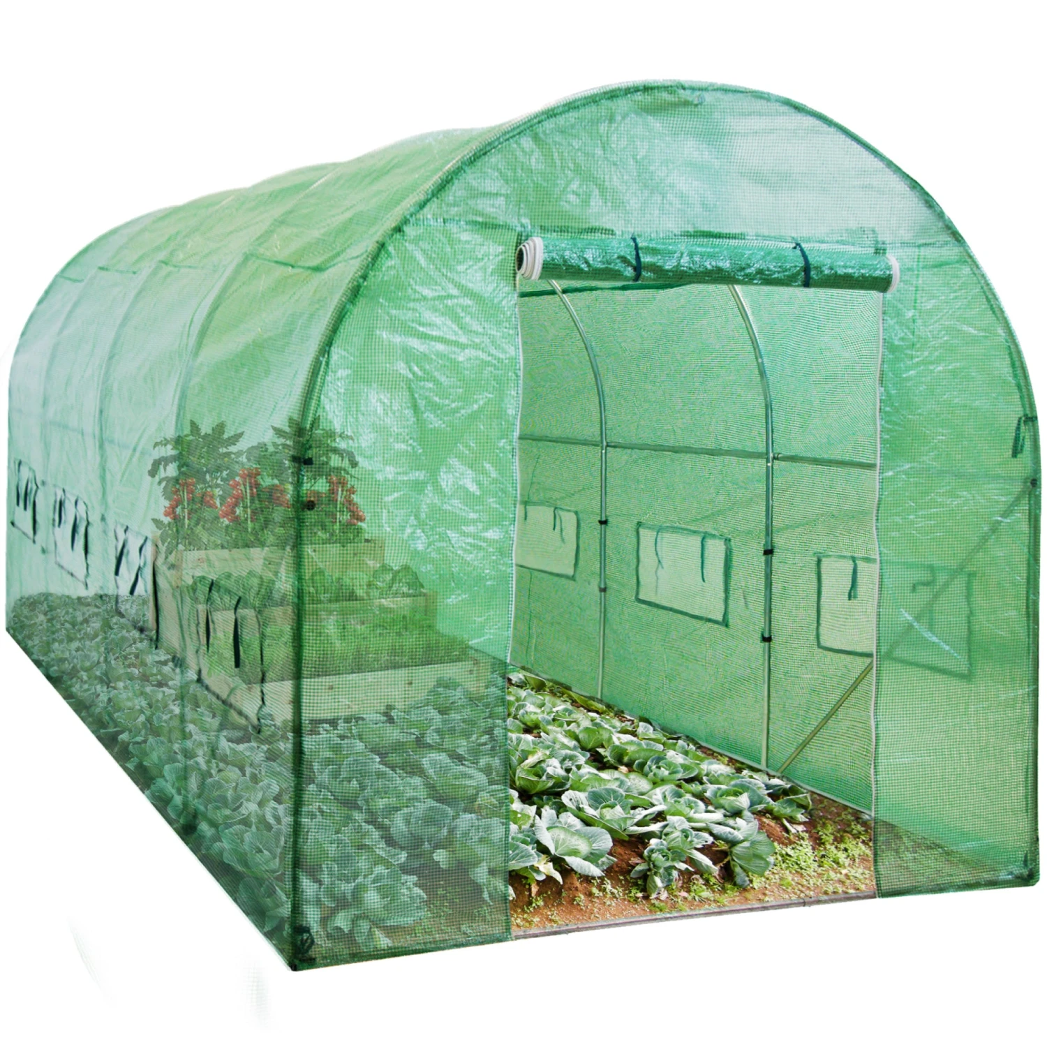 Best Choice Products Walk-In Greenhouse Tunnel Tent W/ Roll-Up Windows, Zippered Door - 15x7x7ft