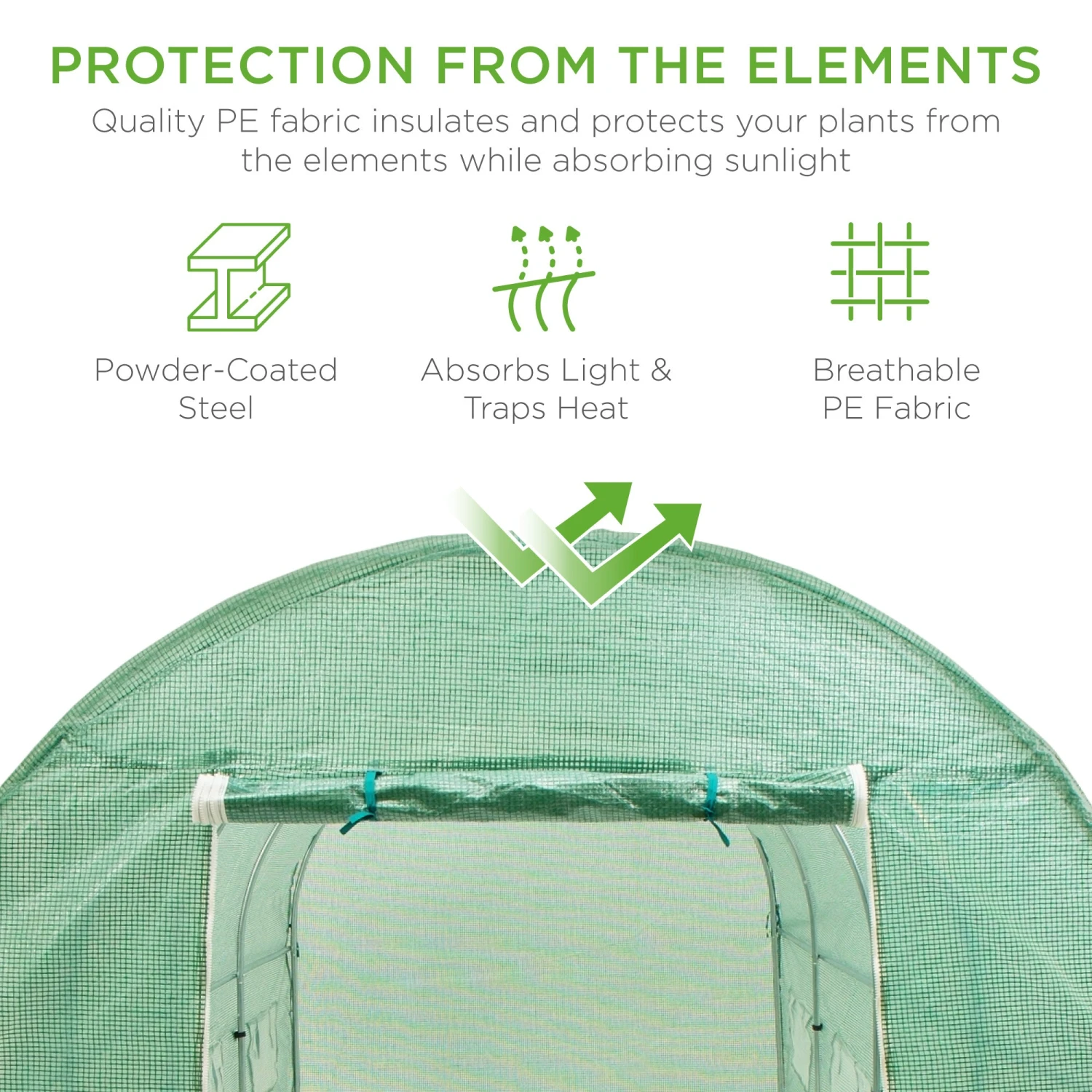 Best Choice Products Walk-In Greenhouse Tunnel Tent W/ Roll-Up Windows, Zippered Door - 15x7x7ft - Image 2