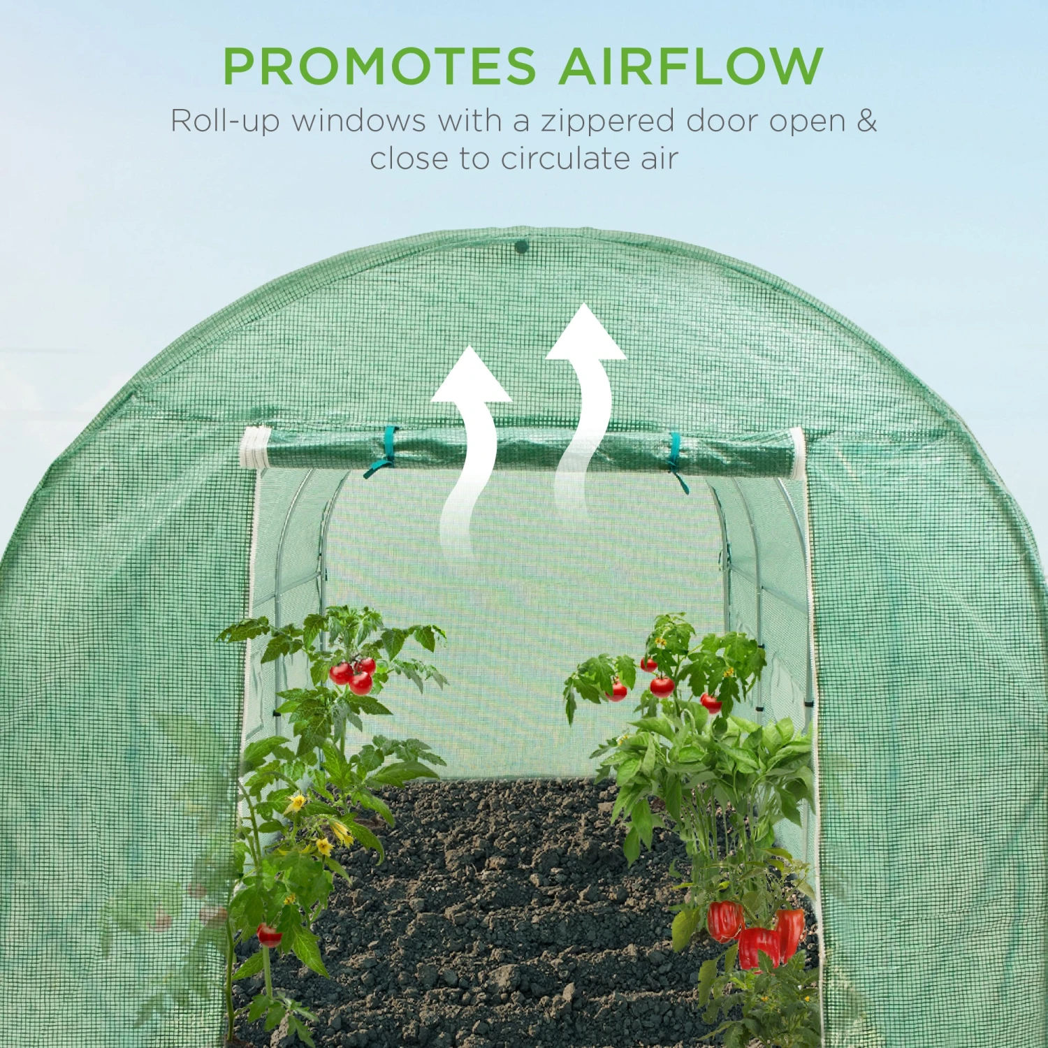 Best Choice Products Walk-In Greenhouse Tunnel Tent W/ Roll-Up Windows, Zippered Door - 15x7x7ft - Image 4