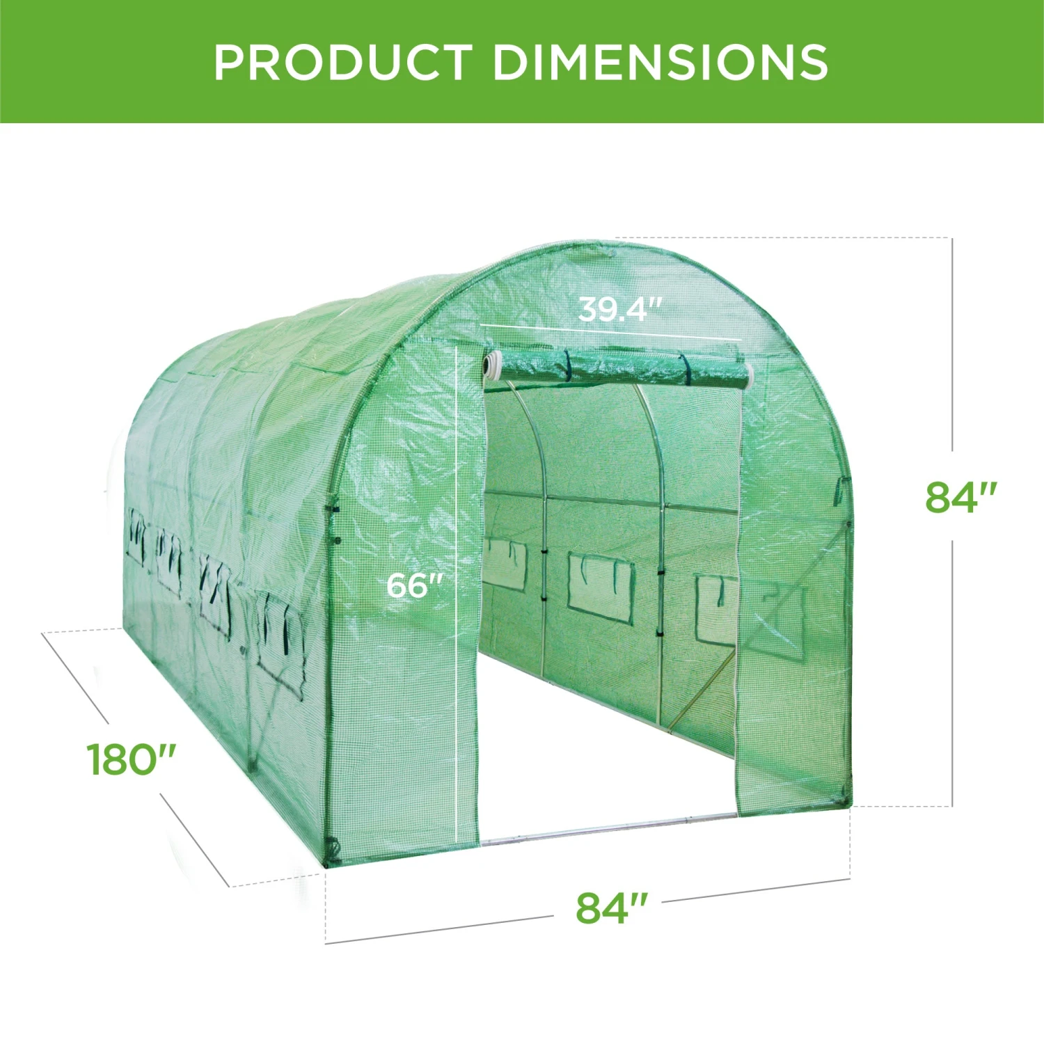 Best Choice Products Walk-In Greenhouse Tunnel Tent W/ Roll-Up Windows, Zippered Door - 15x7x7ft - Image 6