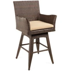 Best Choice Products All-Weather Wicker Counter-Height Swivel Bar Stool W/ Cushion