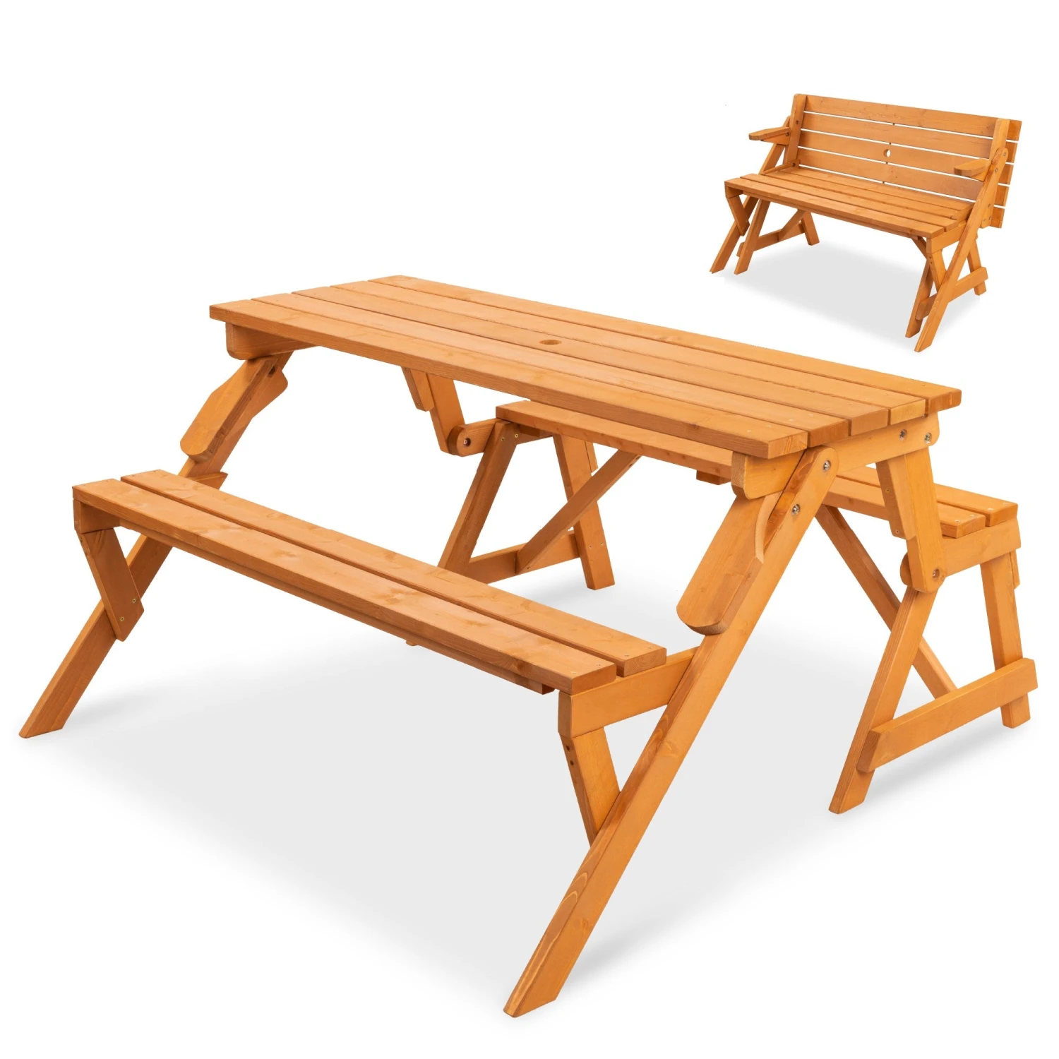Best Choice Products 2-in-1 Outdoor Interchangeable Wooden Picnic Table/Garden Bench