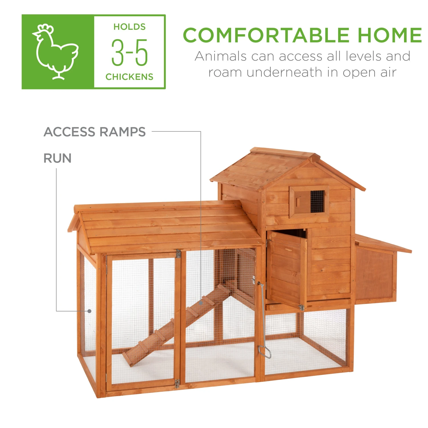 Best Choice Products Multi-Level Wooden Chicken Coop - 80in - Image 2