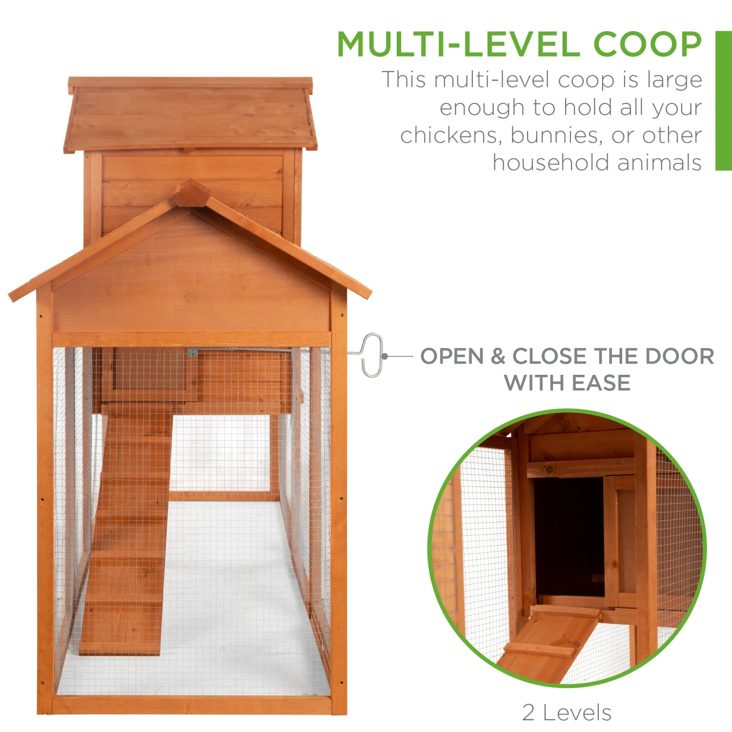 Best Choice Products Multi-Level Wooden Chicken Coop - 80in - Image 3