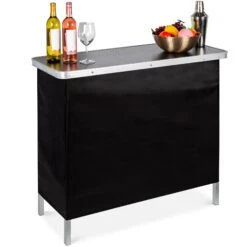 Best Choice Products Portable Pop-Up Bar Table W/ Carrying Case, Removable Skirt