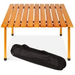 Best Choice Products Foldable Indoor Outdoor Wooden Table W/ Carrying Case - 28x28in