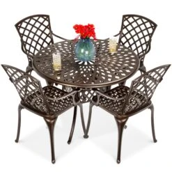 Best Choice Products 5-Piece All-Weather Cast Aluminum Patio Dining Set W/ 4 Chairs