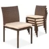 Best Choice Products Set Of 4 Stackable Outdoor Patio Wicker Chairs W/ Cushions, UV-Resistance