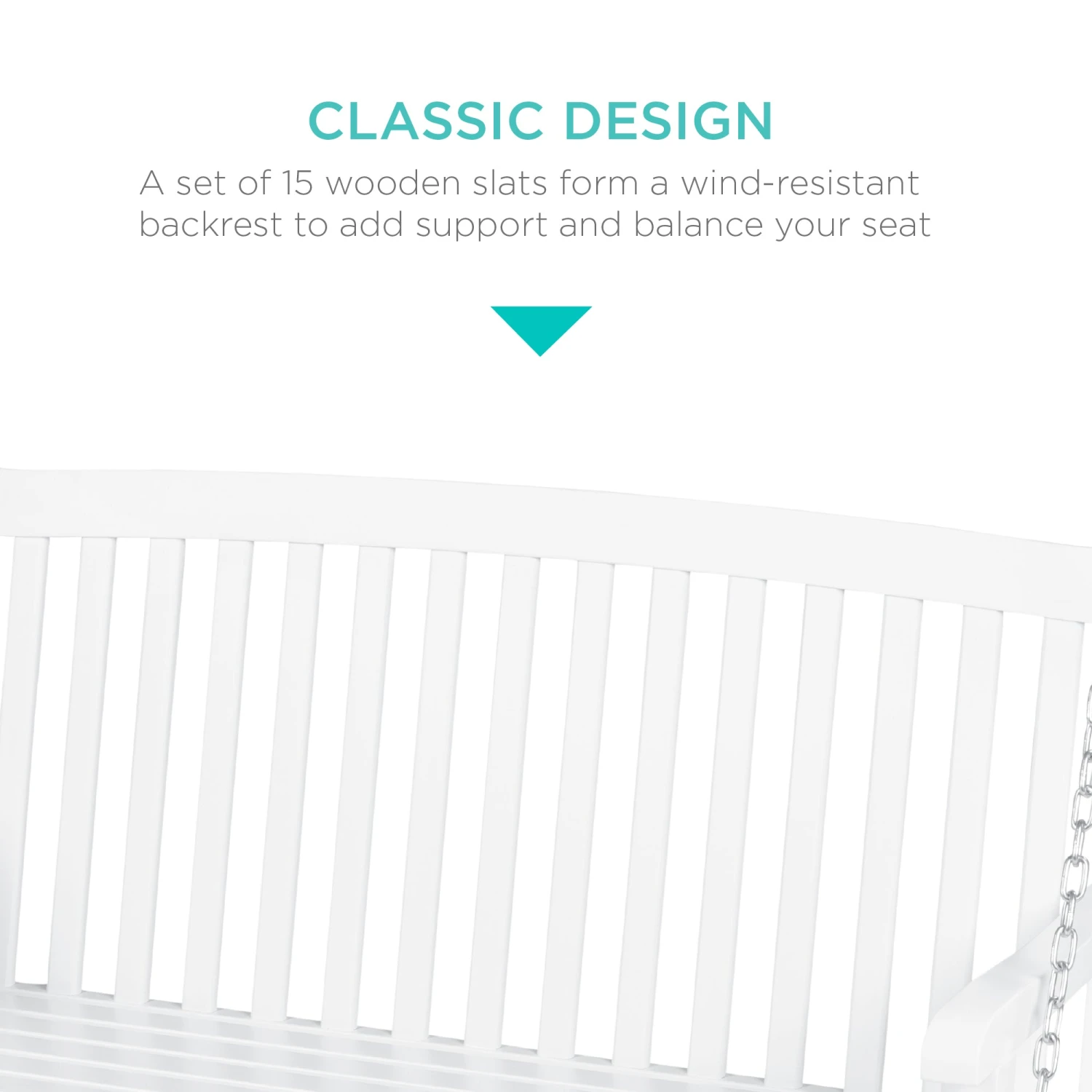 Best Choice Products Wooden Curved Back Hanging Porch Swing Bench W/ Mounting Chains - 48in - Image 6