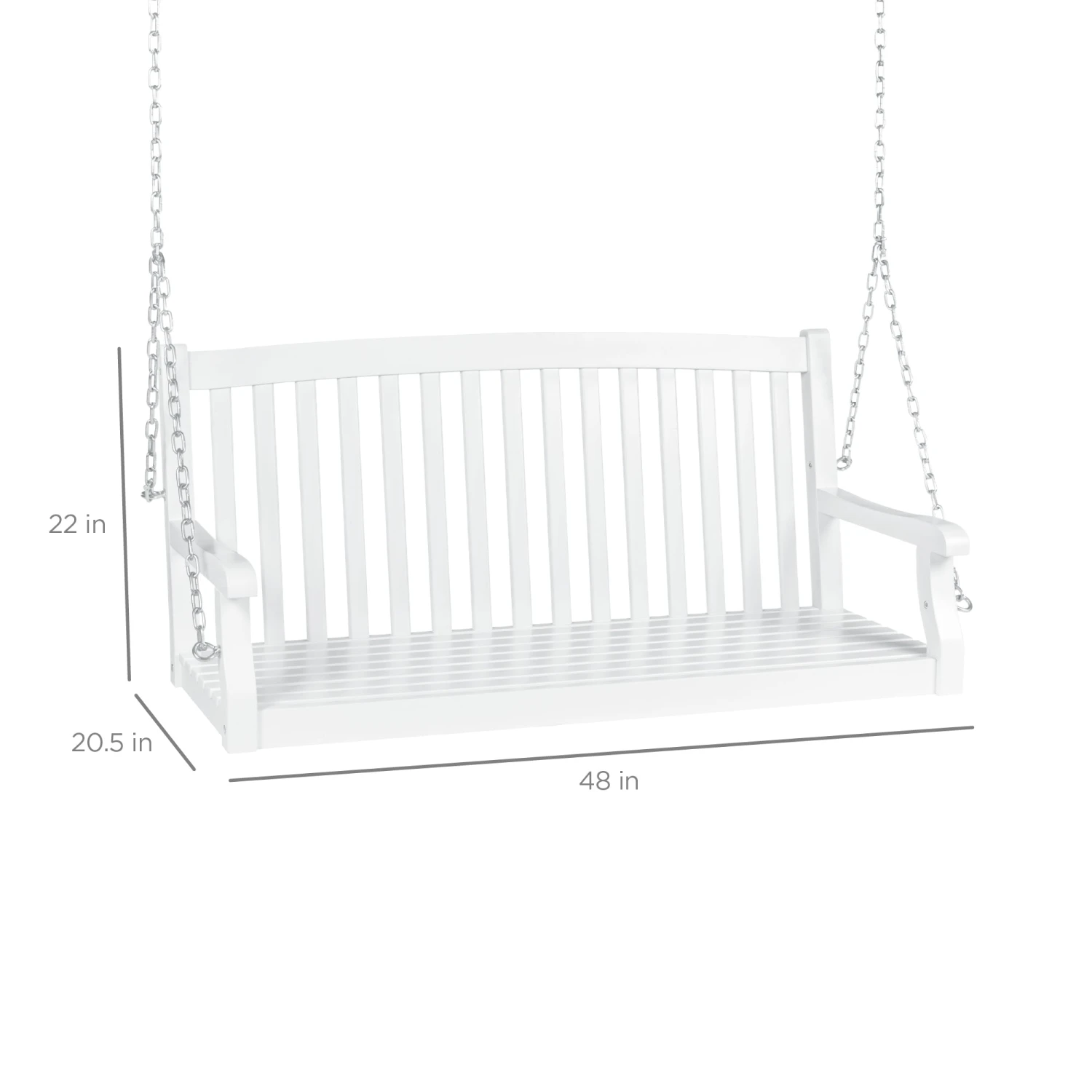 Best Choice Products Wooden Curved Back Hanging Porch Swing Bench W/ Mounting Chains - 48in - Image 7