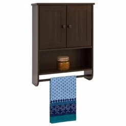 Best Choice Products Bathroom Wall Storage Organization Cabinet W/ Double Doors, Towel Bar