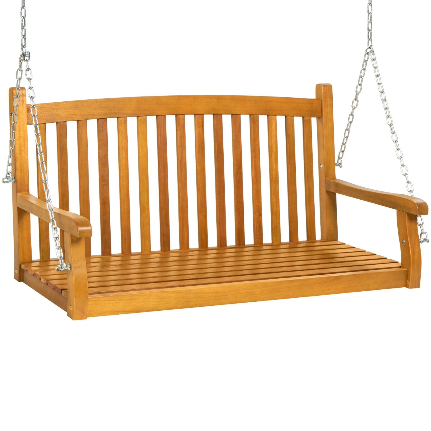 Best Choice Products Wooden Curved Back Hanging Porch Swing Bench W/ Mounting Chains - 48in - Image 8