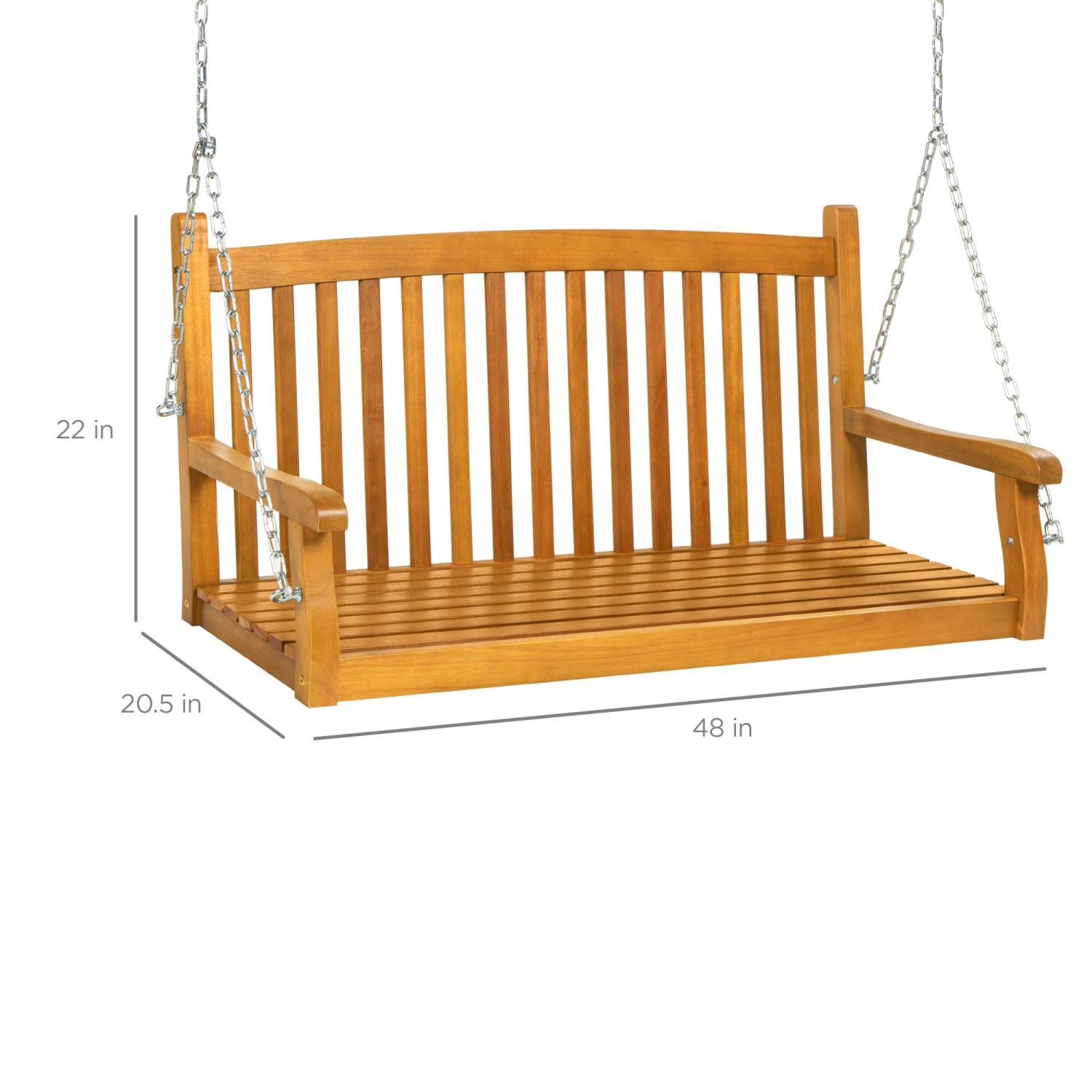 Best Choice Products Wooden Curved Back Hanging Porch Swing Bench W/ Mounting Chains - 48in - Image 14