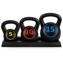 Best Choice Products 3-Piece Kettlebell Exercise Fitness Weight Set W/ Storage Rack
